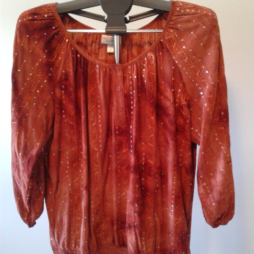 Dress Barn Burnt Orange Sequin Blouse 1X